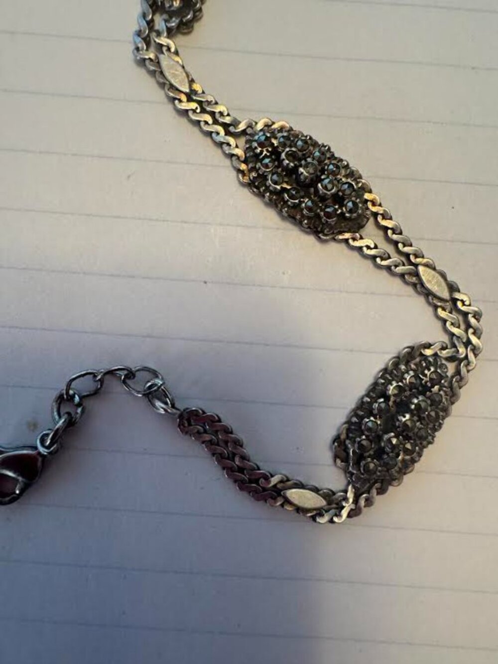 Soft Dangle -Silver and Maracite serpentine bracelet